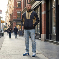 Veste coupe-vent athlétique en toile pour homme OEM ODM, légère, respirante, à blocs de couleur, col montant, zippée, style streetwear décontracté