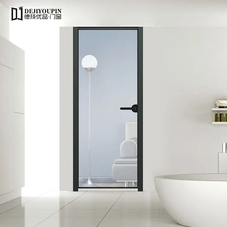 Modern Bathroom Narrow Frame Casement Aluminium Interior Glass door price