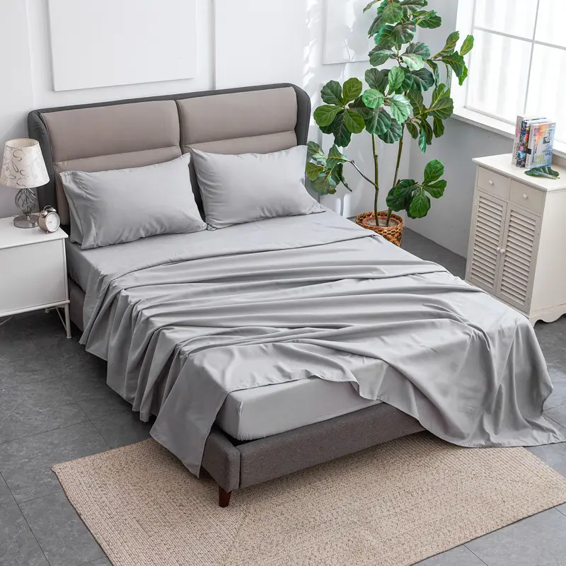 4 parça özelleştirilmiş yumuşak % 100% Polyester mikrofiber yatak çarşafı seti yastık kılıfı nevresim takımı