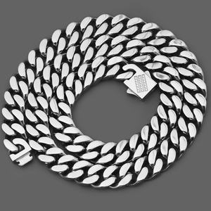 Cadena cubana de eslabones grandes y pesados para hombre, collar de acero inoxidable estilo Miami con dijes y cierre de cristal CZ - Product Image 4