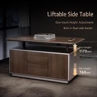 Bureau de direction moderne et minimaliste haut de gamme, réglable, avec texture bois, pour usage commercial dans les immeubles de bureaux