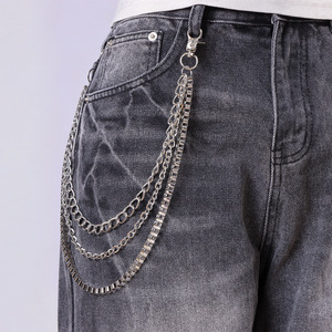 Cadena de cintura metálica estilo hip hop Yueli, multicapa, de aleación de zinc, para jeans, baile callejero, accesorio de moda. - Product Image 1