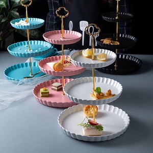 All'ingrosso in porcellana a 3 livelli per festa piatto rotondo in ceramica per dolci con frutta e Cupcake - Product Image 3