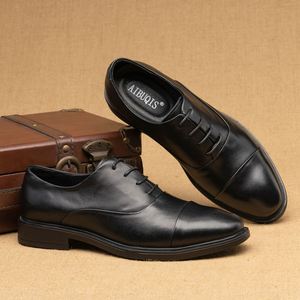 Chaussures de mariage personnalisées 2025 pour hommes, italiennes, pointues, noires, à lacets, respirantes, légères, antidérapantes, en cuir véritable, semelle en caoutchouc - Product Image 3