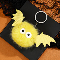 Porte-clés Halloween en peluche chauve-souris avec boule de fourrure, portable, isolé, petit monstre/fée en fourrure avec forme 3D