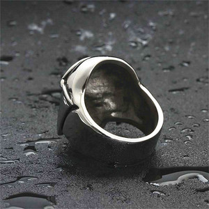 Men's <b>Titanium</b> Steel Skull <b>Ring</b> Silver Retro Punk Style Geometric Design 26061 - Product Image 2