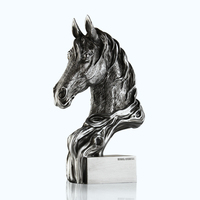 Statue d'animal en métal personnalisée, tête de cheval en alliage, finition en étain antique, cheval roi, récompense