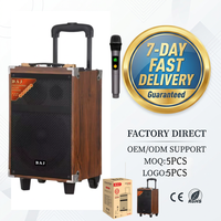 BA-X802 Altavoz Inalámbrico Retro con Carrito de Madera, Micrófono, Resistente para Exteriores, Bajo MOQ, Marca Privada de Fábrica, Entrega Rápida en 7 Días