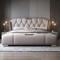 Lit de luxe de haute qualité, design industriel italien, modulaire, taille king, revêtement en velours, cadre en bois massif, panneaux en MDF, fabriqué en Chine