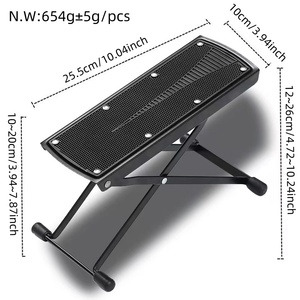 Reposapiés <span class=keywords><strong>para</strong></span> Guitarra, 6 Niveles Ajustables, Plegable, Metálico, Antideslizante, Portátil, <span class=keywords><strong>para</strong></span> Guitarra Clásica y Folk - Product Image 3