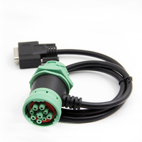Linkyou Green Cable adaptador hembra de 9 pines OBD 2 extensión J1939 16pin Conductor de cobre automotriz 0,5 M arnés de cableado