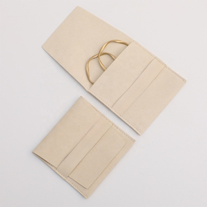 Pochette à bijoux en microfibre ivoire 8*8cm, pochette en velours de haute qualité pour emballage de bijoux, sac pour collier, bague, boucles d'oreilles - Product Image 1