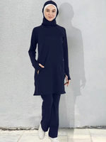 Tenue de Sport Modeste et Sportive pour Femme Musulmane avec Hijab et Capuche, Ensemble Vêtements Islamiques Unis Comprenant un Pantalon et un Haut