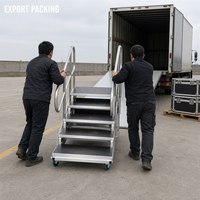 Escalier modulaire en aluminium avec garde-corps, plateforme d'accès mobile à 5 marches, roulettes pour concerts, événements et spectacles