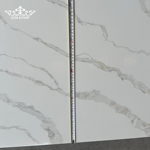 Goldtop <b>Stone</b> White Polished Customized Size 7009 Calacatta PD Printed Engineered Quartz Bathroom Countertop for Apartments - Product Image 4