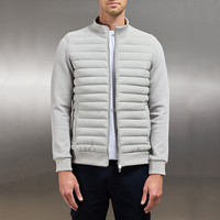 Veste matelassée pour homme, col montant, fermeture éclair, coupe classique, manches tricotées, manteau d'hiver décontracté