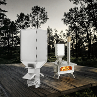 Chauffage portable à granulés en acier inoxydable, poêle à granulés de camping séparé, grande capacité, chauffage extérieur