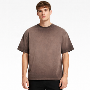 T-shirt da uomo personalizzata con logo, <span class=keywords><strong>250</strong></span> <span class=keywords><strong>grammi</strong></span>, 100% cotone, vintage, effetto sbiadito, girocollo, lavaggio acido, vestibilità ampia, all'ingrosso - Product Image 1