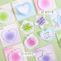 Blocs-notes adhésifs créatifs multicolores dégradés, blocs-notes mignons en forme de cœur / étoile / fleur / pomme, fournitures de bureau et scolaires, mémos