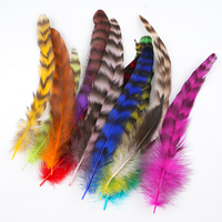 Plumes de queue de coq bleues et blanches teintées en gros pour la fabrication artisanale de coiffes indiennes et de baguettes à chat - Matériaux DIY