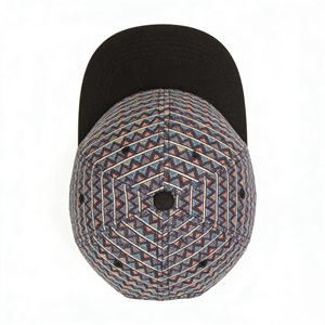 Gorra de Béisbol Deportiva de Lona con Patrón Geométrico Vintage, 6 Paneles, Ligera, Transpirable, Ajustable con Cierre a Presión - Product Image 3