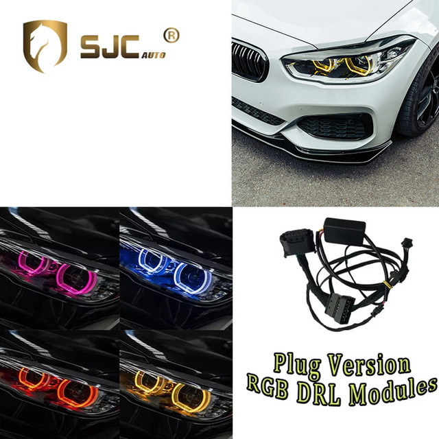 SJC Auto RGB LED DRL Modules for BMW 1 Series F20 F21 2015-2019 LED Headlight Angel Eyes RGB DRL Multicolor LED Boards