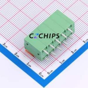 DB142V-5.08-5P-GN Spring Terminal Block Through hole Component (THT),P=5.08mm Connector 1x5P 5.08mm Green Through Hole - Product Image 2