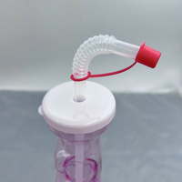 Gobelet en plastique grande capacité, design flamant rose, pour smoothies, jus et boissons, idéal pour mariages, festivals, événements extérieurs, avec couvercle et paille assortis, personnalisable en couleur et logo