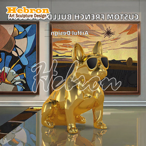Statue de <span class=keywords><strong>Bouledogue</strong></span> Français Unique en Résine Personnalisable, Peinture Électronique en Fibre de Verre, <span class=keywords><strong>Bouledogue</strong></span> avec Lunettes de Soleil, Statues de Chiens - Product Image 4