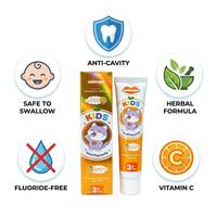 Pasta Gigi Anak dengan Fluoride Bebas Gula Rasa Jeruk Vitamin C Perlindungan Gusi Pasta Gigi Anak untuk Perawatan Mulut 3+ Tahun