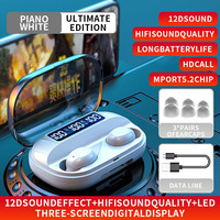 Headphone Tws nirkabel kustom baru Earphone olahraga tahan air Headset sentuh tampilan Led earbud