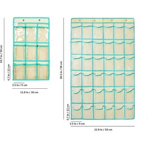 <b>Over</b> <b>Door</b> Hanging Closet Organizer 36 Pockets Clear Plastic Storage For Underwear Socks Jewelry Cell Phone Beige Rectangle - Product Image 2