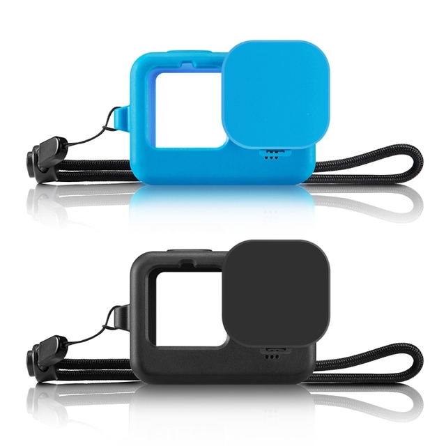 PULUZ for GoPro HERO12/11/10/9 Black Action Sport Camera Silicone Protective Case Cover with Wrist Strap & Lens Cover