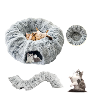 Lit tunnel en peluche chat beignet doux personnalisé en usine avec tapis central pour chaton/chiot/lapin - Product Image 3