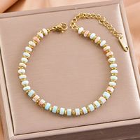 Bracelet en acier au titane de Style chinois fait à la main perlé étanche bijoux en acier inoxydable pierre naturelle à la mode géométrique