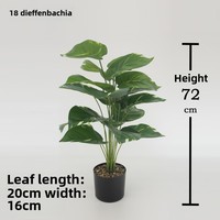Grosir tanaman buatan dekoratif plastik Bonsai dieffenbakxia 18 kepala gaya Nordic untuk Thanksgiving Tahun Baru Paskah