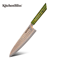 Coffret cadeau KitchenBliss, couteau de chef en acier damas japonais martelé de qualité supérieure avec manche en cuivre