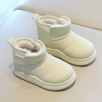 Bottes de neige unisexes pour enfants, couleurs unies, tendance de la mode, bottines pour garçons et filles, doublure en polaire, imperméables, chaussures d'hiver pour enfants