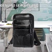 Sac à bandoulière en cuir véritable de haute qualité, imperméable, avec logo personnalisé, OEM ODM, pour homme, fermeture éclair, multi-poches, sac bandoulière, sac de travail