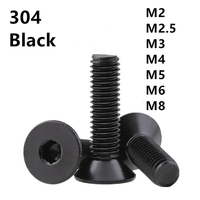 M1.6 M2 M2.5 M3 M4 M5 M6 304 Edelstahl Schwarz Güteklasse 10.9 Sechskant-Innensechskantschraube mit Senkkopf