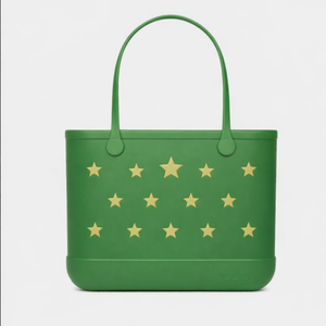 Red EVA <b>Tote</b> <b>Bag</b> With Gold Stars Water Resistant Open Top Fashionable Design All Seasons Daily Use - Product Image 2