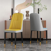 Chaises de salle à manger de luxe confortables en cuir PU avec siège en cuir souple Bar industriel portable en métal pour bureau à domicile et hôtels