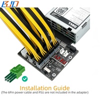 12 Ports 12V PCI-E 6Pin Server PSU Breakout Board Synchronisation ON/OFF pour DELL 2400W 2000W 1600W 1100W 750W