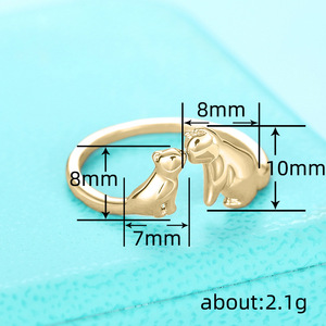 Anello con Gatti che si Baciano, Design Minimalista Animale, Regolabile, Gioiello di Moda per Uso Quotidiano - Product Image 4
