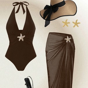 En Stock, Vestido Largo Sexy para Playa, Traje de Baño de Una Pieza <span class=keywords><strong>con</strong></span> Escote Profundo, Traje de Baño de Dos Piezas, Más Vendido - Product Image 3