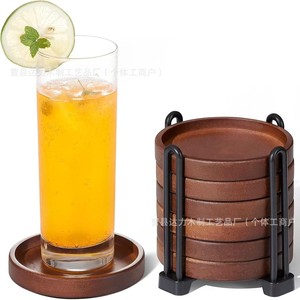 Juego de posavasos de madera redondos de color sólido, alfombrilla aislante del calor para el hogar, sala de estar, dormitorio, mesa de comedor - Product Image 1