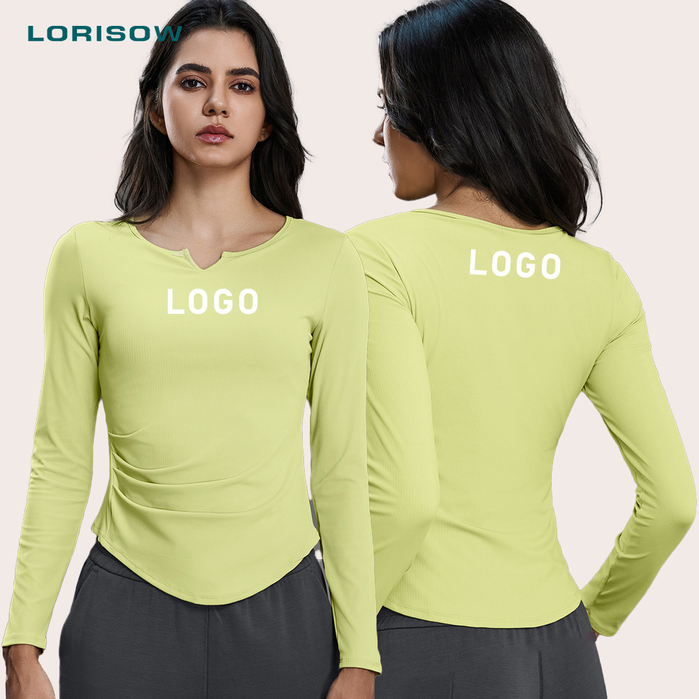 LORISOW Women Breathable Sweat-Wicking Quick Dry Long Sleeve Workout Shirts Two-Sided Scrunch Athletic Gym Yoga Tops