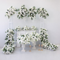 Boule de fleurs artificielles personnalisée, rose blanche bordeaux, décoration de fête de mariage, centre de table, toile de fond florale pour scène de mariage