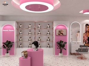 Vitrines de présentation de perruques en bois sur mesure de qualité supérieure avec éclairage <span class=keywords><strong>LED</strong></span>, étagères <span class=keywords><strong>pour</strong></span> salons de coiffure et décoration de magasins - Product Image 3