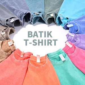 T-shirt personnalisé pour homme, haute qualité, noir, délavé à l'acide, motif batik rétro uni, coton épais 260 grammes, style vintage - Product Image 3